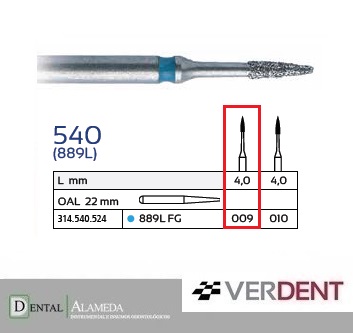 Fresa Diamante Llama Cuello Largo 889L A/V 009 (V314.540)