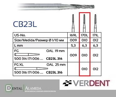 Fresa Carbide Tronco-cónica A/V (CB23L) 010