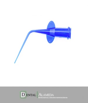 PUNTA DE APLICACIÓN PRE DOBLADA AZUL PLÁSTICA 0.25mm X 10 un.