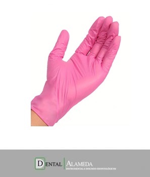 GUANTES DE NITRILO ROSADO CAJA X 100 UN.